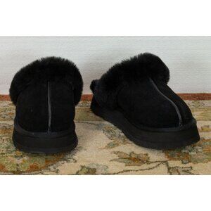 UGG Australia Disquette Slippers Black Slip On Platform Suede Shoe Size 7
